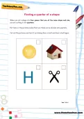 Finding a quarter of a shape worksheet