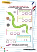 Finding change word problems worksheet
