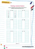Finding common factors worksheet