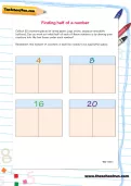 Finding half of a number worksheet