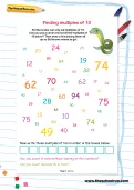 Finding multiples of 10 worksheet