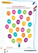Finding multiples of 7 worksheet