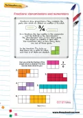 Fractions: denominators and numerators worksheet