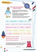 Full stops and capitals: a space story worksheet