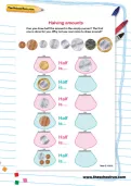 Halving amounts worksheet
