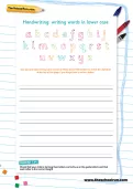 Handwriting worksheet: words in lower case