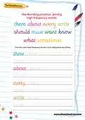Handwriting practice: joining high-frequency words worksheet