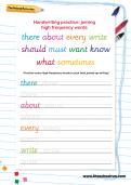 Handwriting practice: joining high-frequency words worksheet