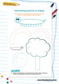 Handwriting practice on shapes worksheet