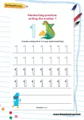 Handwriting practice: writing the number 1 worksheet