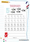 Handwriting practice: writing the number 5 worksheet