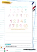 Handwriting worksheet: numbers 1 to 10