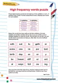 High frequency words puzzle worksheet