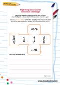 High frequency words sentence challenge worksheet
