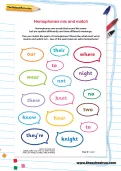 Homophones mix and match worksheet