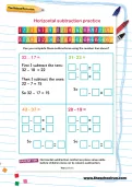 Horizontal subtraction practice worksheet