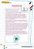 Identifying adjectives and powerful verbs worksheet