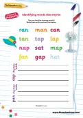 Identifying words that rhyme worksheet