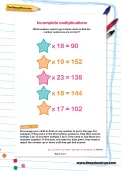 Incomplete multiplications worksheet