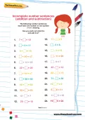 Incomplete number sentences addition and subtraction activity
