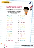 Incomplete number sentences multiplication and division activity