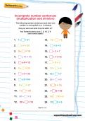 Incomplete number sentences multiplication and division activity