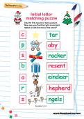 Initial letter matching puzzle worksheet