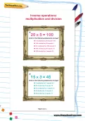 Inverse operations: multiplication and division worksheet