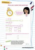 Know your number facts speed quiz worksheet