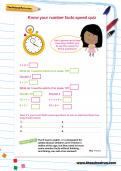 Know your number facts speed quiz worksheet