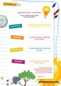 Light and dark vocabulary worksheet