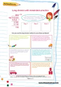 Long division with remainders practice worksheet