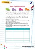 Make and organise a table worksheet