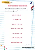 Mark number sentences worksheet
