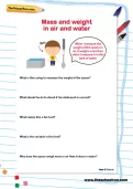 Mass and weight in air and water worksheet