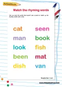 Matching rhyming words worksheet