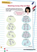 Matching money (10p and 20p) worksheet