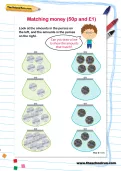 Matching money (50p and £1) worksheet