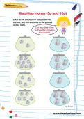 Matching money (5p and 10p) worksheet