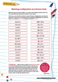 Matching multiplication and division facts worksheet