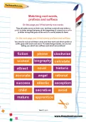 Matching root words, prefixes and suffixes worksheet