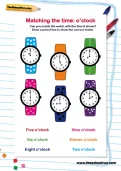 Matching the time: o'clock worksheet