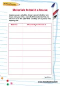 Materials to build a house worksheet