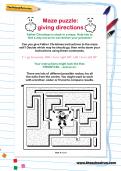 Maze puzzle: giving directions worksheet