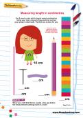 Measuring length in centimetres worksheet