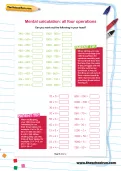 Mental calculation: all four operations worksheet