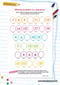 Missing numbers in a sequence worksheet