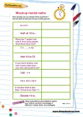 Mixed-up mental maths worksheet