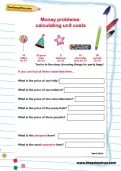 Money problems: Calculating unit costs worksheet