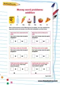 Money word problems: Addition worksheet